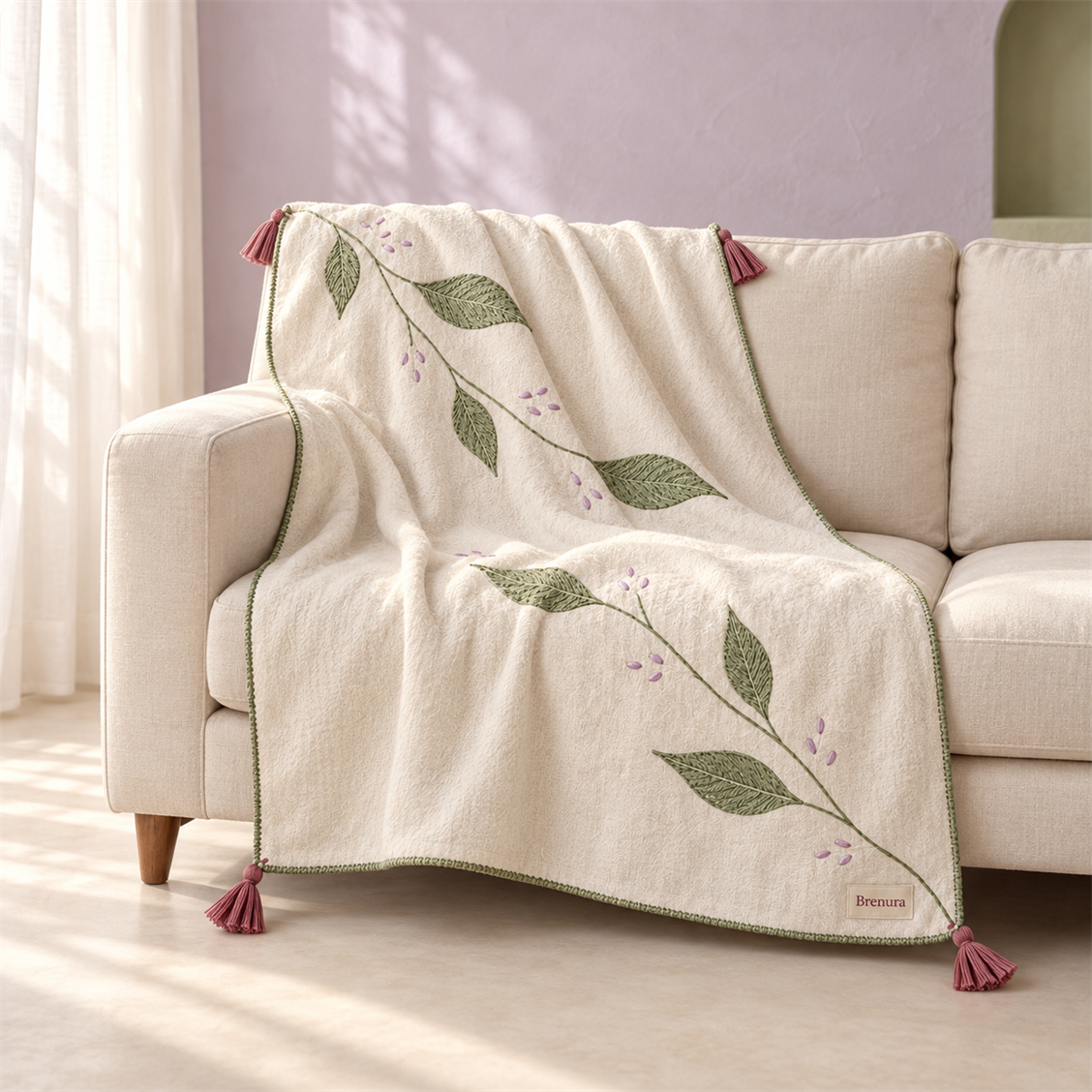 Brenura Leaf Study Throw matching styled room view