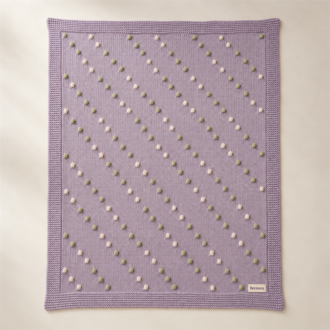 Brenura Lilac Dot Knit Throw folded product view