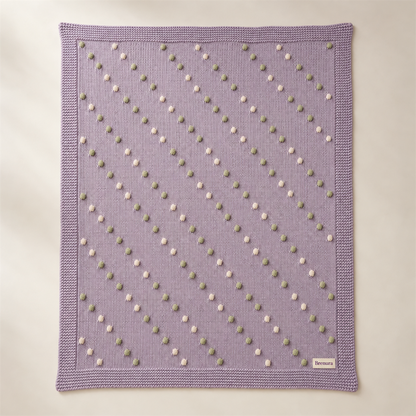 Brenura Lilac Dot Knit Throw folded product view