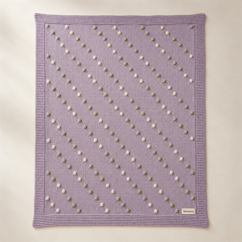 Brenura Lilac Dot Knit Throw folded product view