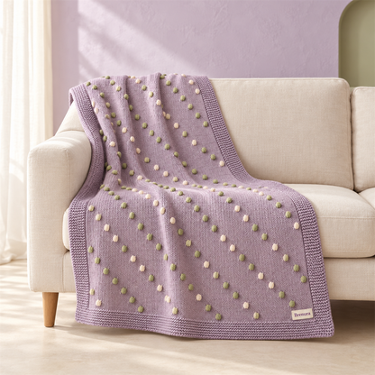 Brenura Lilac Dot Knit Throw matching styled room view