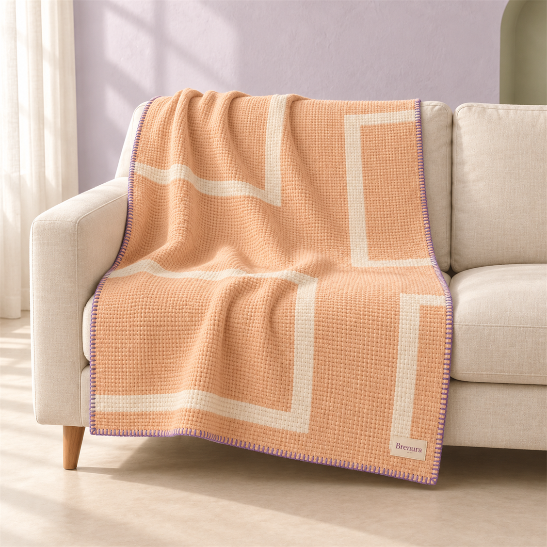 Brenura Peach Line Throw matching styled room view