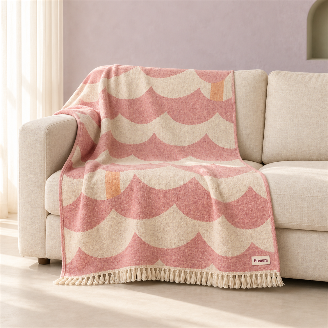 Brenura Scallop Day Throw matching styled room view